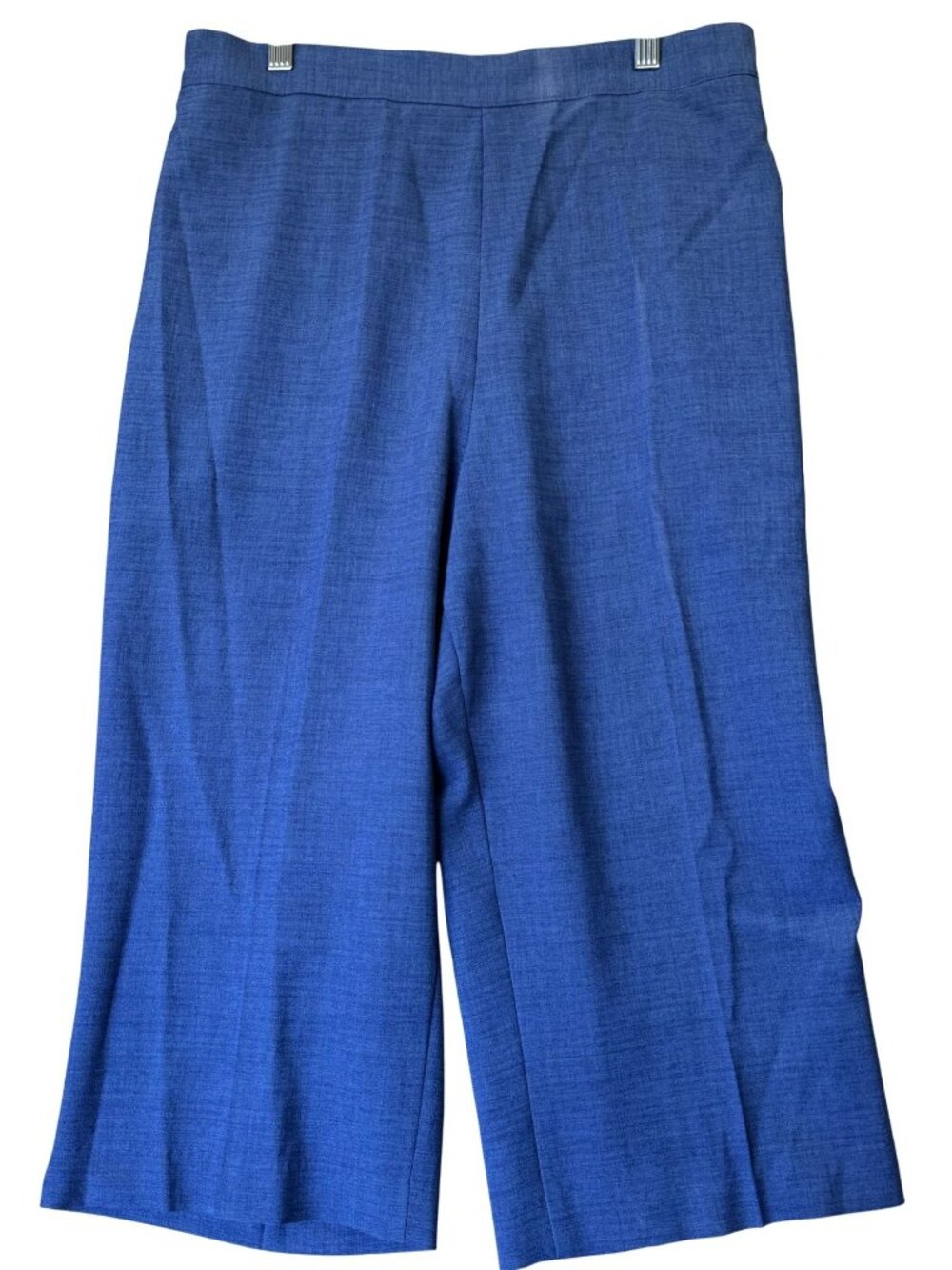 BonWorth Womens Cropped Wide-Leg Pants Cornflower Blue Elastic Waist Size M